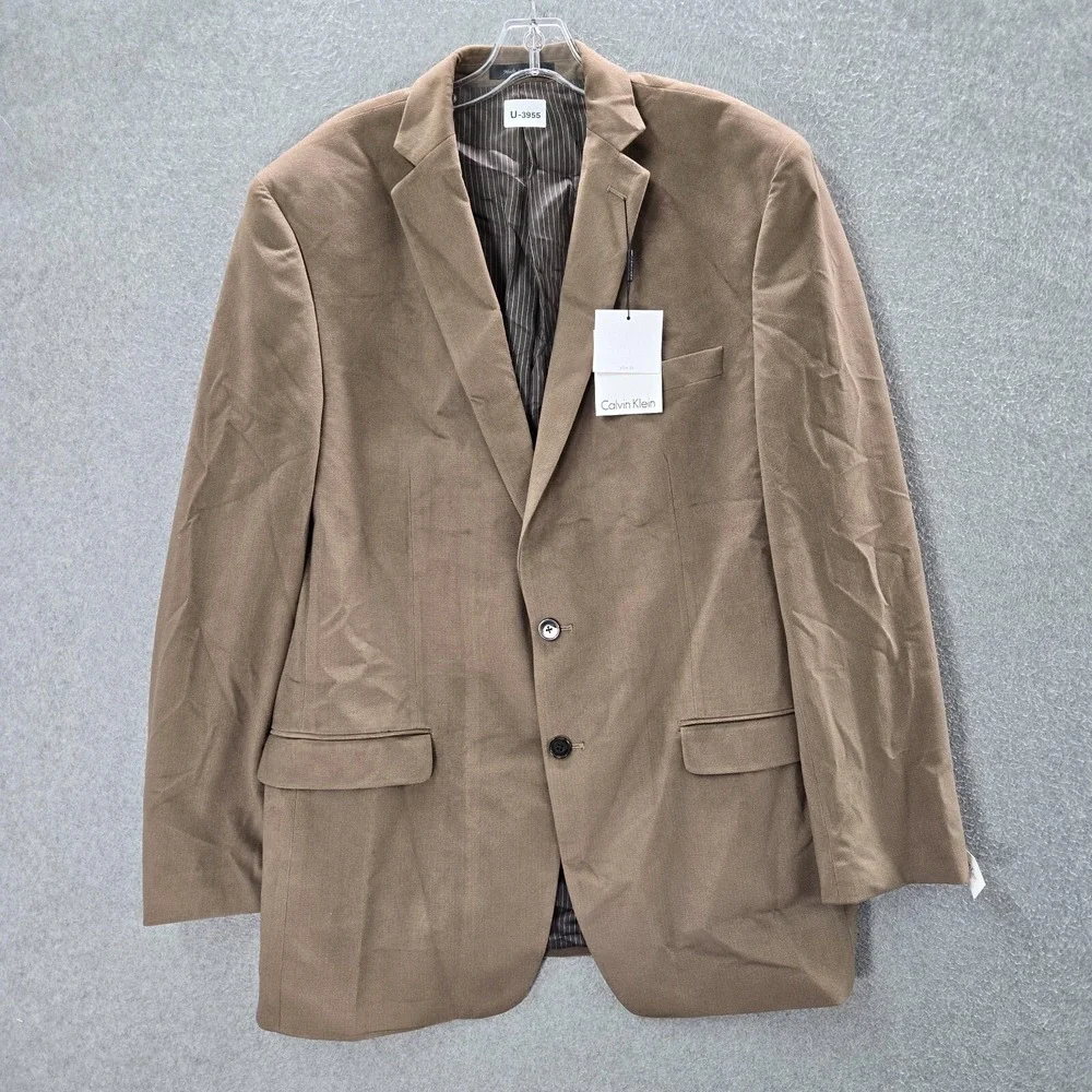 Calvin Klein Men Suit 44‎ Brown Blazer Two Button Slim Fit Pockets NWT